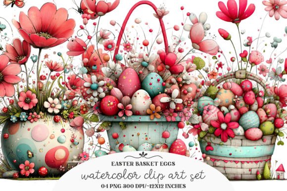 Download Whimsical Easter Basket Eggs Clipart - Premium Bundle